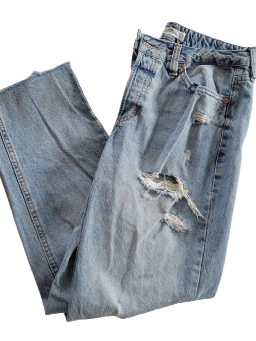 Garage Jeans Re.Think Ex Boyfriend Rigid Denim Joan Blue Distressed Size 27